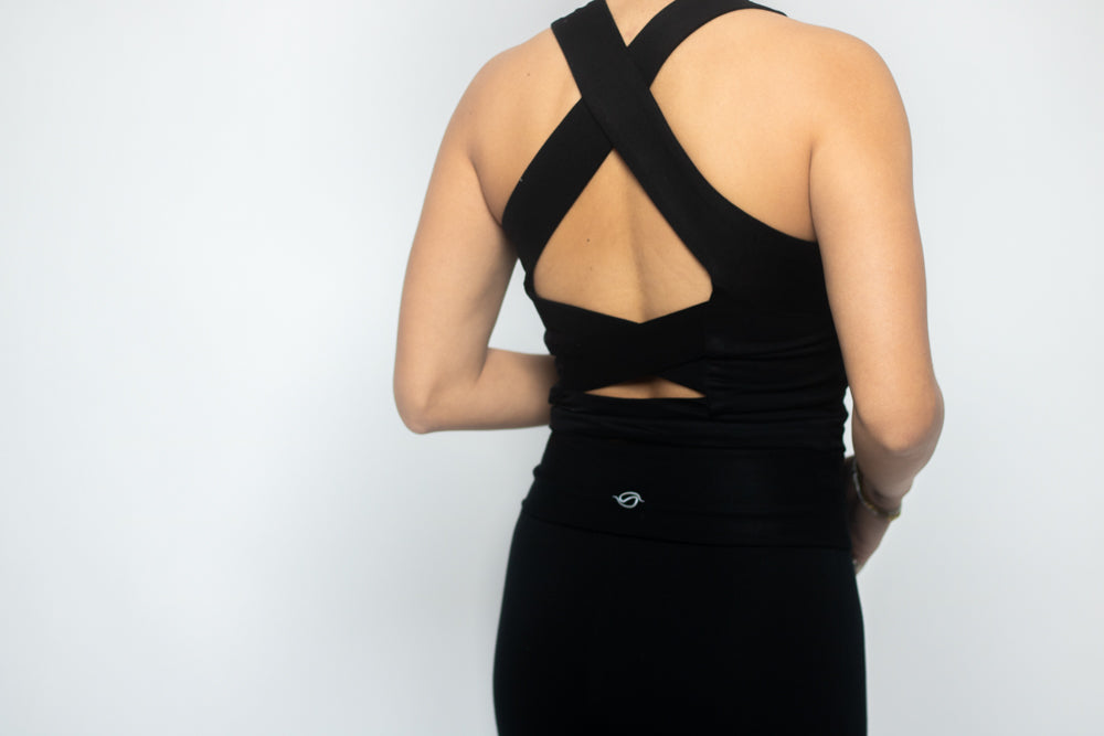 Charcoal Cross Back Top