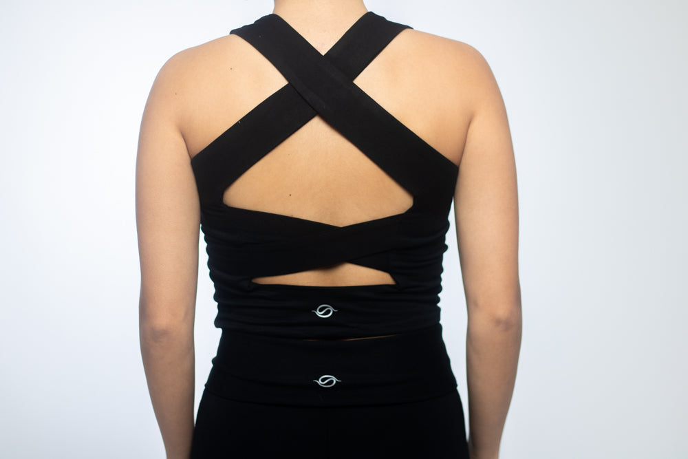 Charcoal Cross Back Top